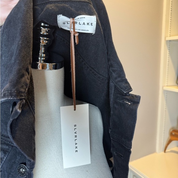 SLVRLAKE Caroline Spread-Collar Black Denim Vest - Size M NWT - Picture 8 of 9